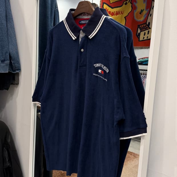 90s Tommy Hilfiger 타미힐피거 테리 코튼 컷오프 pk 반팔