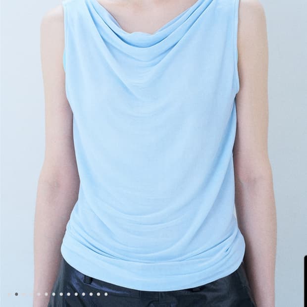 Teak 슬리브리스 탑 블루