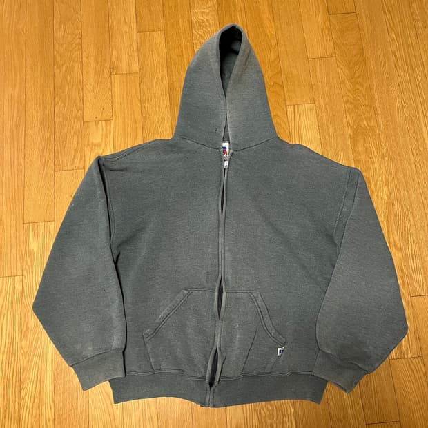 [L] 90s 빈티지 러셀 후드집업 페이디드 그레이