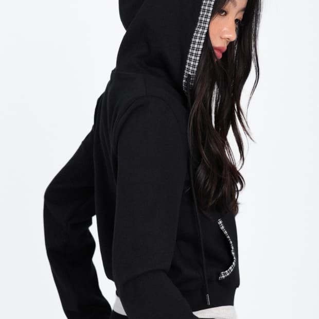 Check Opening Daily Hooded Zip-Up _Black