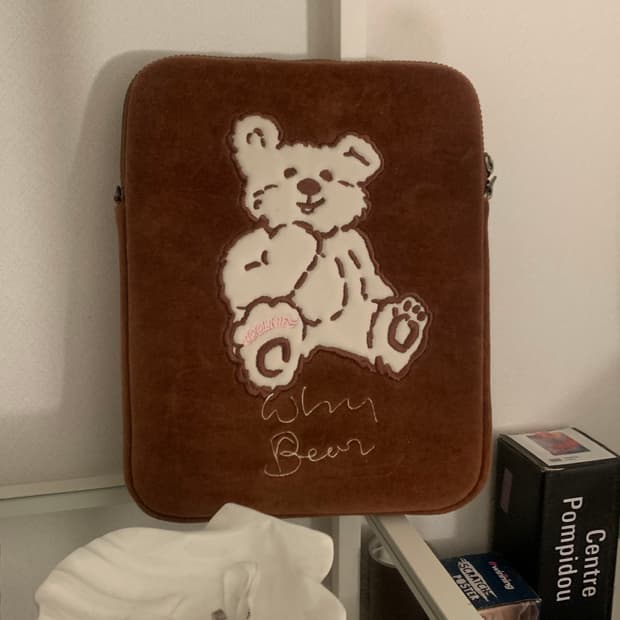 쿨키즈타운 와이베어 테디 초코 브라운 퍼 아이패드 태블릿 파우치 케이스