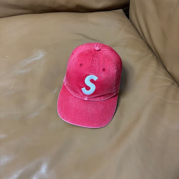 Supreme 슈프림 피그먼트 워시드 레드 S로고 6패널 볼캡 모자