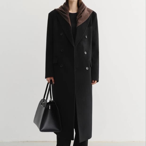 던스트 캐시미어 테일러드 더블 브레스티드 코트 M