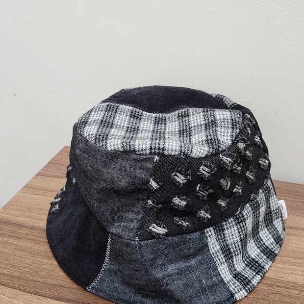 (no.4) 업사이클링 리버시블 패치워크 버킷햇 Black Mix