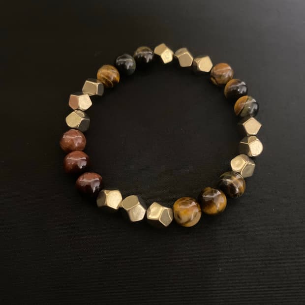 3색 호안석 & 파이라이트 팔찌 (8mm)