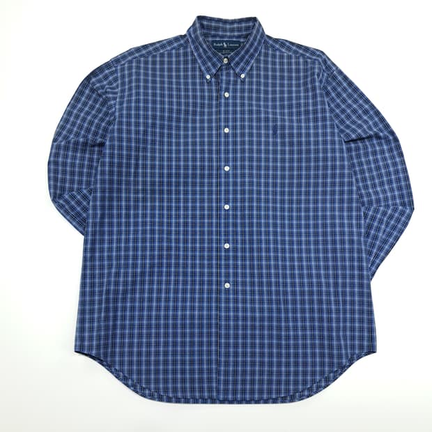 CN914 L 폴로 랄프로렌 블루 스몰타탄체크 긴팔 셔츠 남방