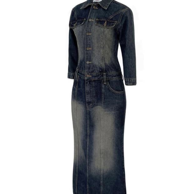 루루서울 원피스 denim jump suit dress 데님 점프수트