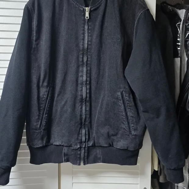 [XL] 칼하트 WIP 코튼 메이틀랜드 데님 팍손 봄버 블랙