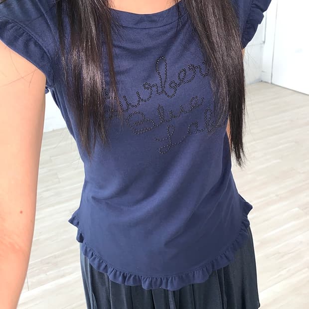 Burberry Navy Lovely Frill Trim Top