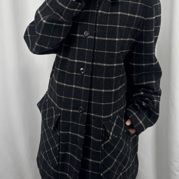 리바이스 체크 롱코트