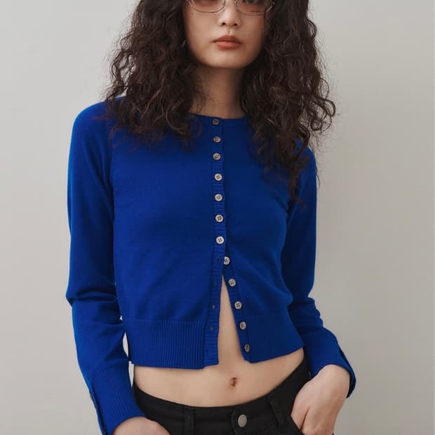 plzproject PETITE ROUND BUTTON CARDIGAN