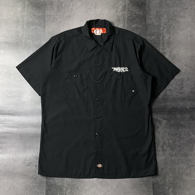 DICKIES 디키즈 빈티지 블랙 자수 반팔 워크셔츠 A01010