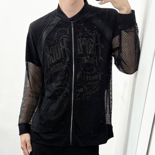 DKNY 시스루 그물 메쉬 자켓