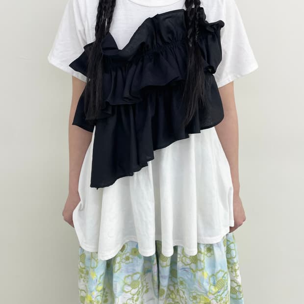 black ruffle t-shirt