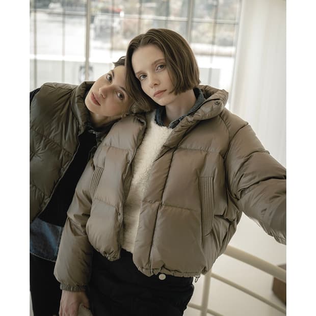 F) 시야쥬 덕다운 크롭 패딩점퍼 숏패딩 오리털 푸퍼자켓