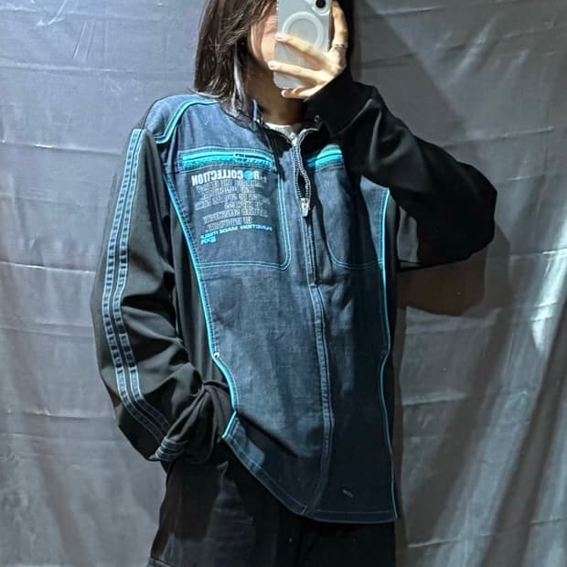 XL EXR 투포켓 레이싱 블루 블랙 데님자켓