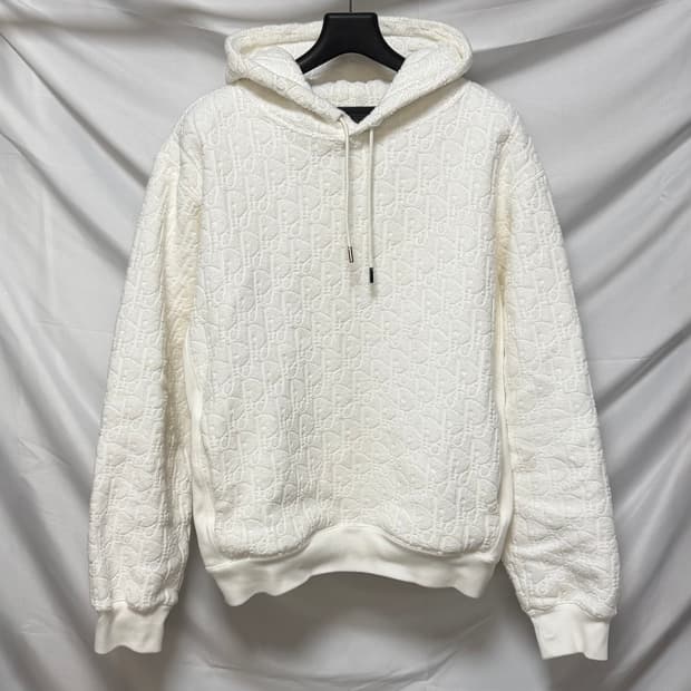 [S급/L] 디올 오블리크 코튼 테리 후드티 화이트