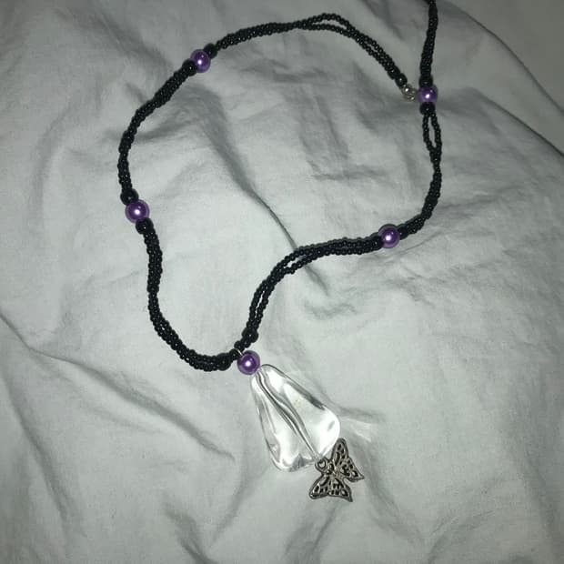 빈티지 오리엔탈 비즈 나비 목걸이 모리걸