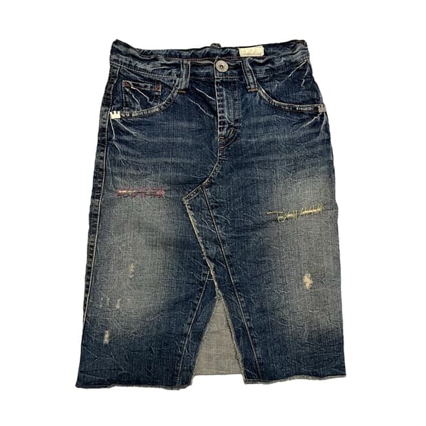 빈티지 스티치 데님치마