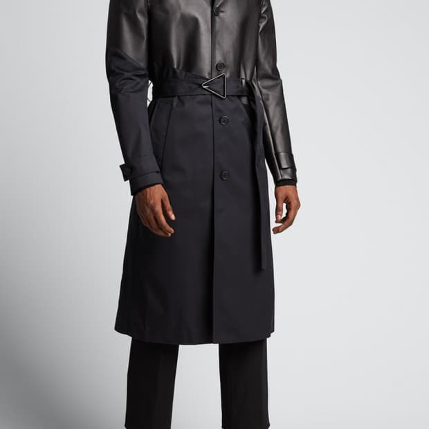 보테가베네타 레더 트렌치코트