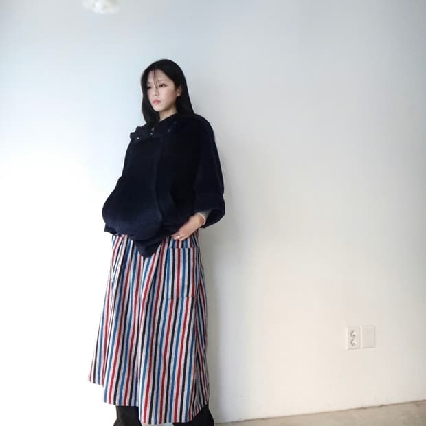 poncho warm alpaca hoody coat / navy