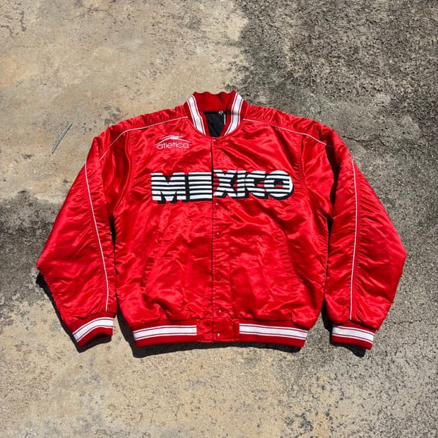 90s USA OG 빈티지 사틴 나일론 바시티 자켓 L
