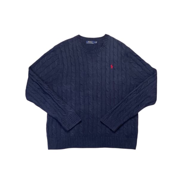 폴로랄프로렌 네이비 꽈배기 니트