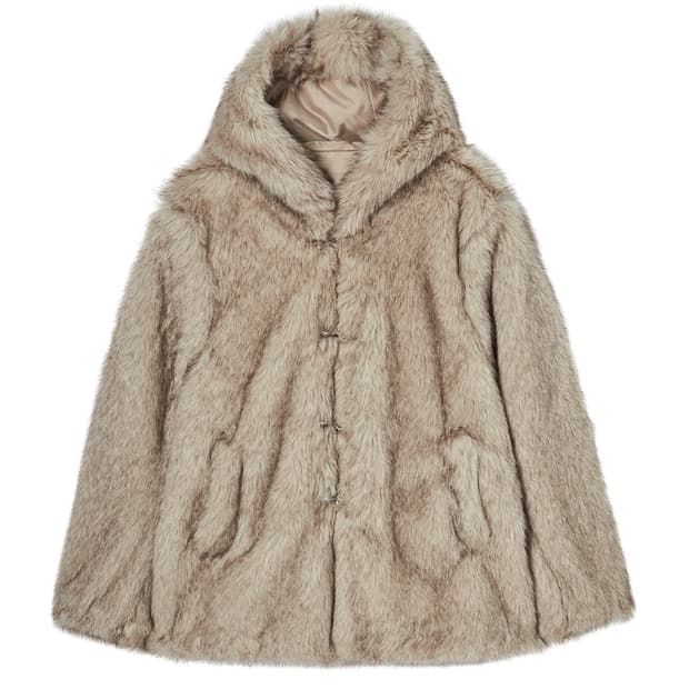 NYXX HOODED FUR COAT BEIGE 퍼 베이지