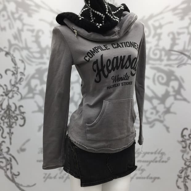 Y2K lettering point layered hoodie