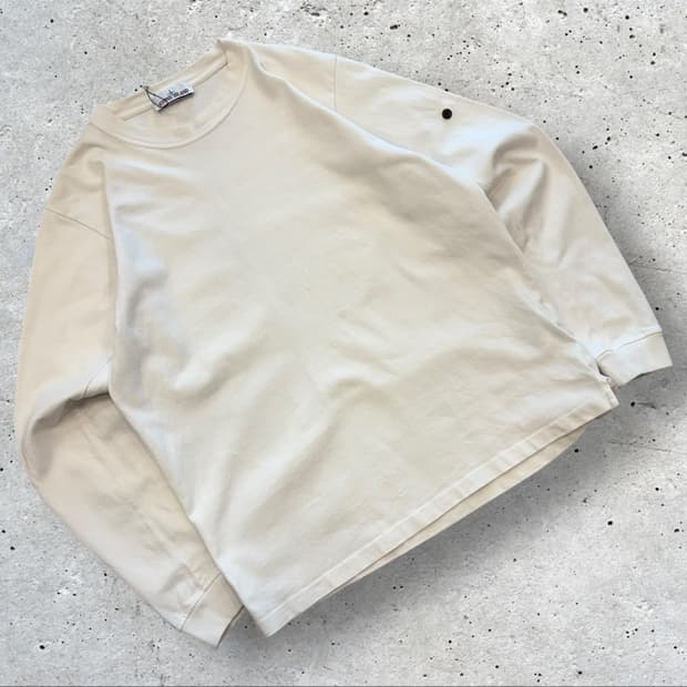 [XL] 스톤아일랜드 롱 슬리브 티셔츠 화이트 노와펜 D305