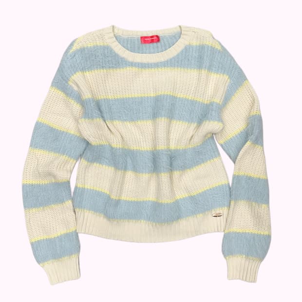 hairy blue stripe knit