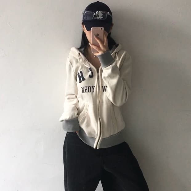 아베크롬비 자수 패치로고 후드집업