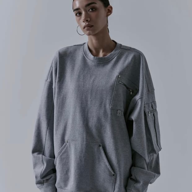 트리밍버드 멀티 포켓 오버핏 스웻셔츠