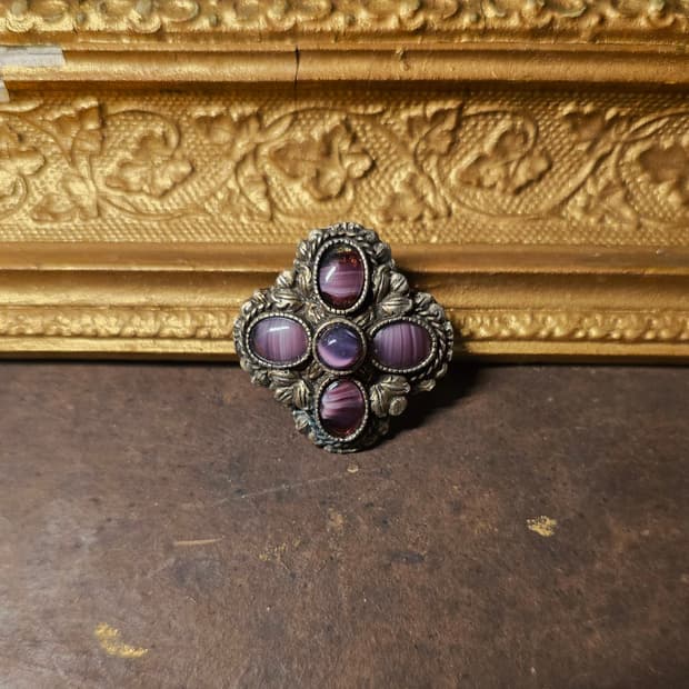 MIRACLE 영국 빈티지 퍼플 클로버 브로치