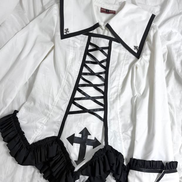 Bodyline 바디라인 고스로리 로리타 화이트 세일러 아일렛 블라우스