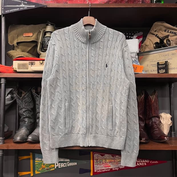 폴로 랄프로렌 꽈배기 집업 니트 스웨터 N461