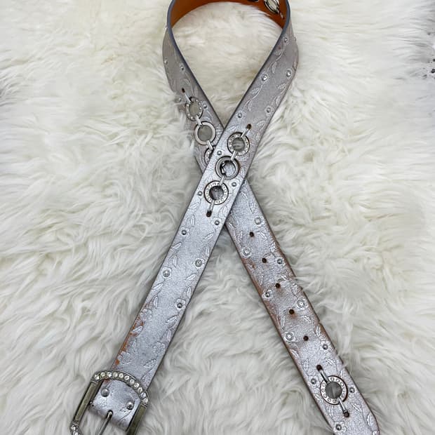 리얼레더 페어리 큐빅 펀칭 버클 벨트