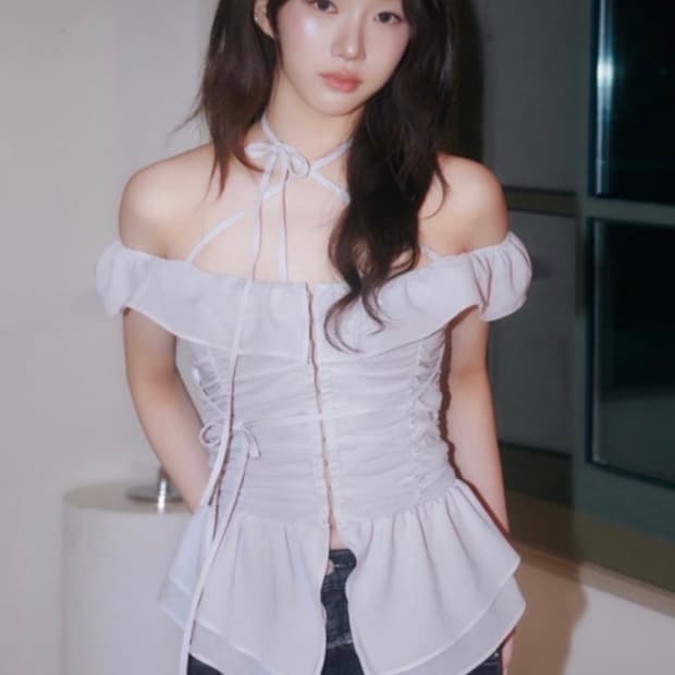 뉴얼린 fairy chiffon blouse pale gray