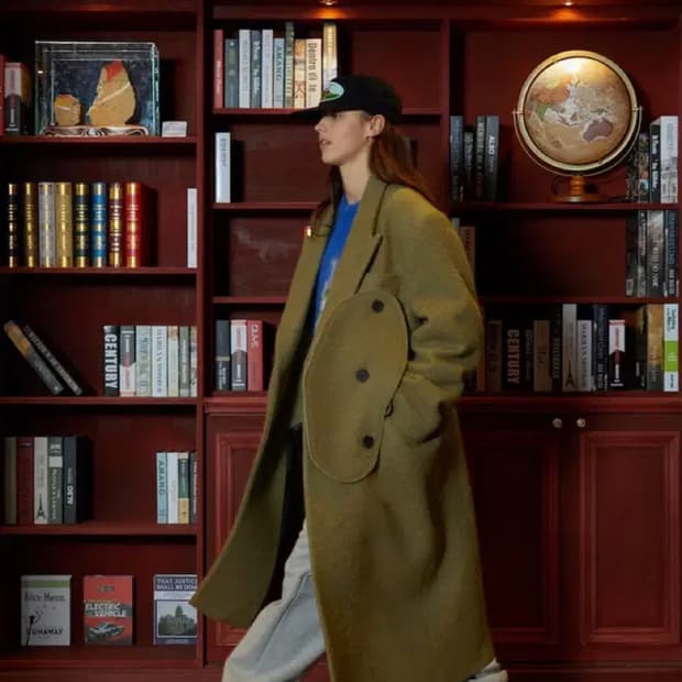 Stu 부클 패치 더블 코트 베이지 L