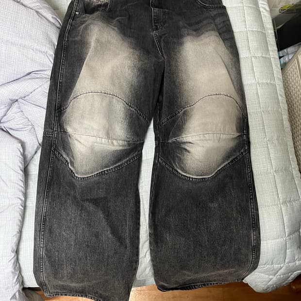 Mjd 3D니 데님 팬츠 블랙 L