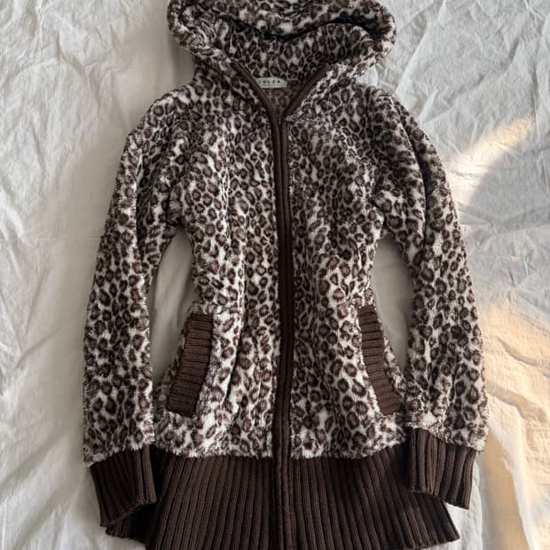 브라운 라떼갸루 갸루 호피 퍼집업