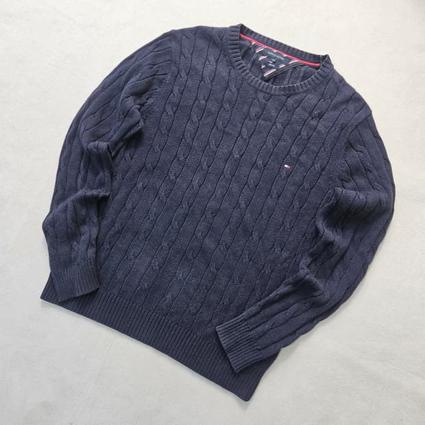 XL 타미힐피거 케이블 크루넥 니트 0327Y