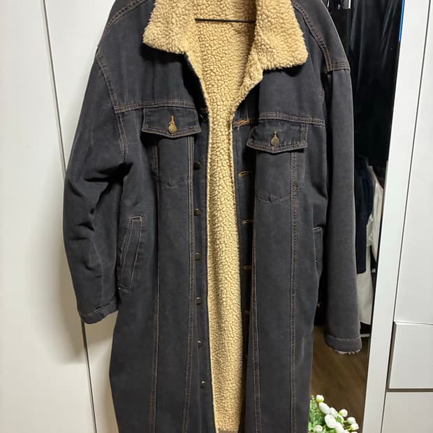 흑청 데님 롱 코트 (100)