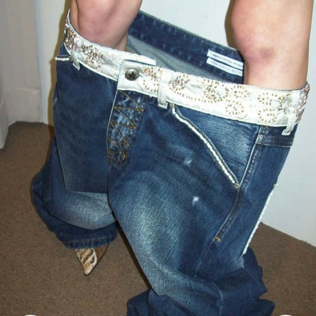 XL 스컬프터 beaded waist denim pants 인디고 블루