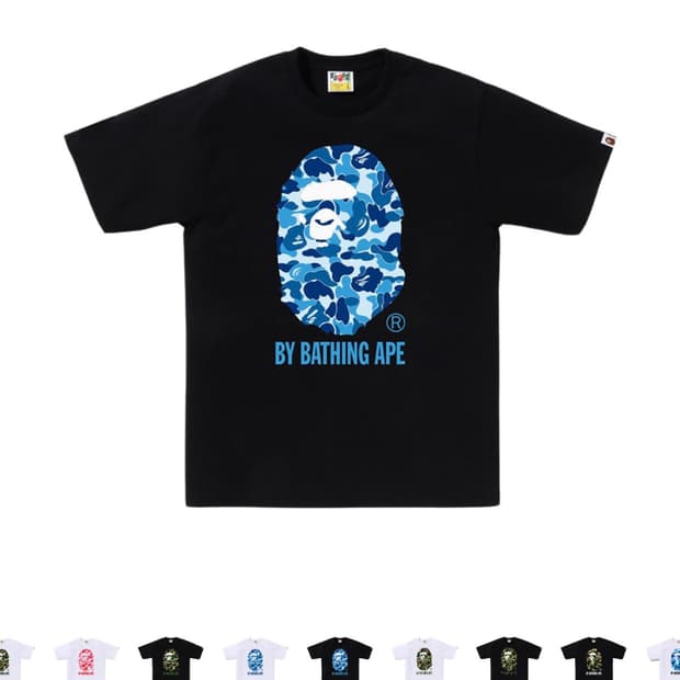 베이프 ABC 카모 바이 베이싱 에이프 티셔츠 블랙 블루 XL새상품