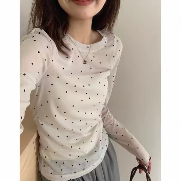 땡땡이 도트 레이어드 긴팔티