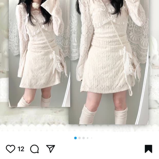 빈티지 달천깔 화이트 원피스