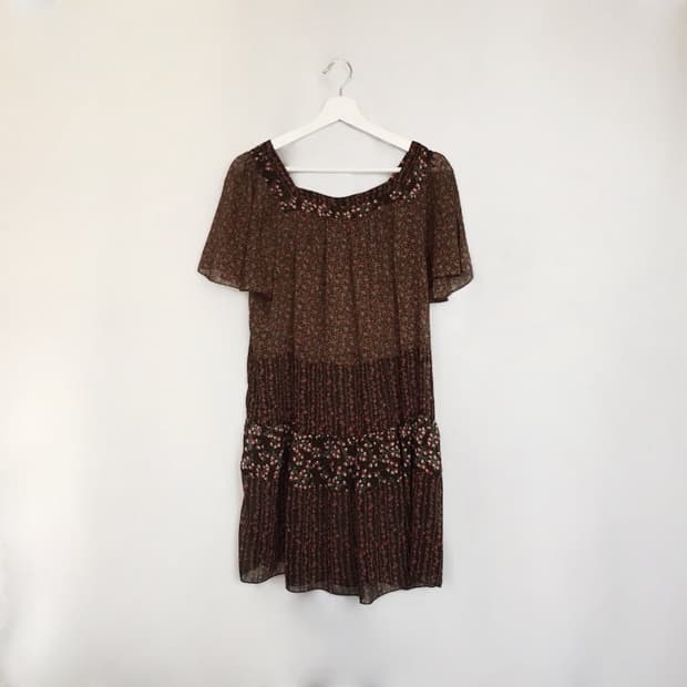678. chiffon full warm flowers dress