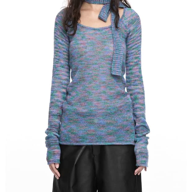 NACHE mixed muffler knit blue (새상품)