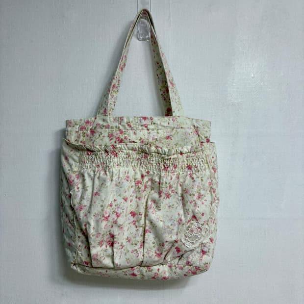 하구미 모리걸 핑크 잔꽃 플라워 토트백